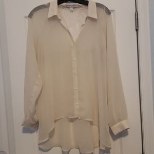 High-low button up shirt